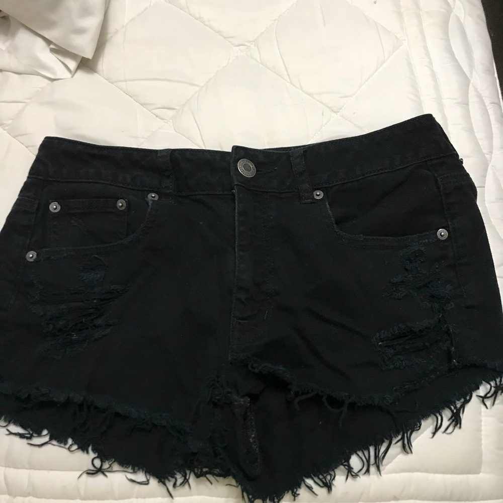 Black American Eagle distressed shorts
